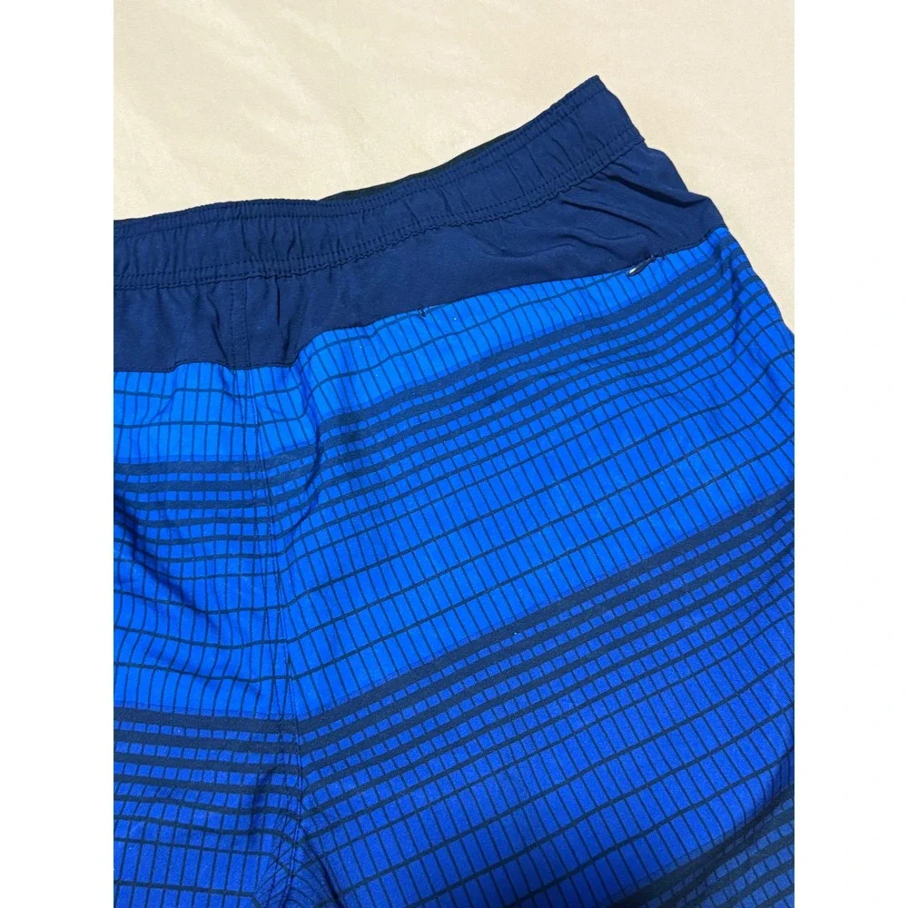 Speedo Men's Blue Grid Print Swim Trunks 16